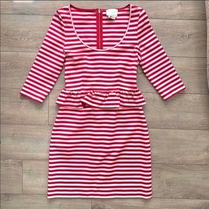 Kate Spade striped pink and red peplum dress